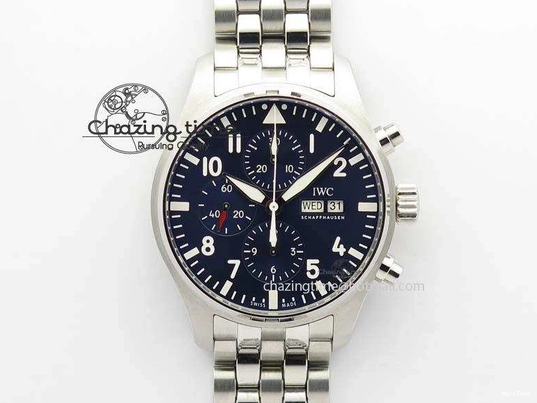 MIROTIME 0808 UrbanChic Pilot Chrono 2016 IW377714 ZF 1:1 Best Edition Blue Dial On SS Bracelet A7750 V 7272
